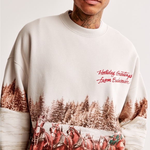 Abercrombie and Fitch Budweiser graphic crew sweatshirt horse beer crewneck - Picture 4 of 8